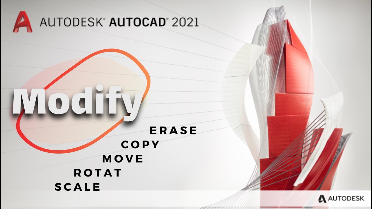 أفضل وأهم طرق أستخدام أوامر MODIFY التعديل (ERASE - COPY - MOVE- ROTAT- SCALE ) فى برنامج الاوتوكاد.