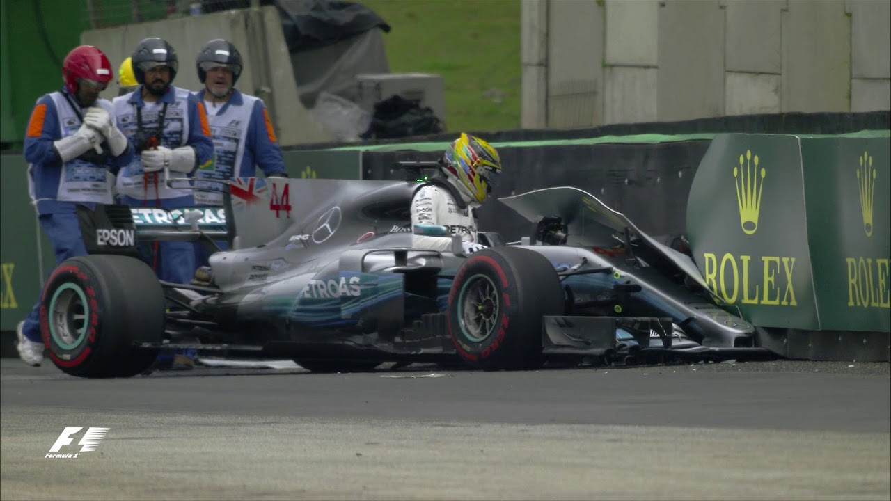Hamilton Crashes Out of Qualifying | 2017 Brazil Grand Prix