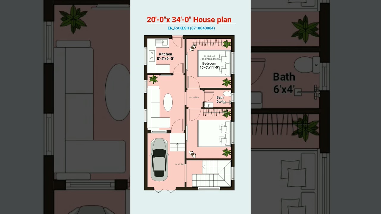 20x34 House Plan with 2 Bedroom #shorts #viral #floorplan #homeplan #homedesign #houseplan