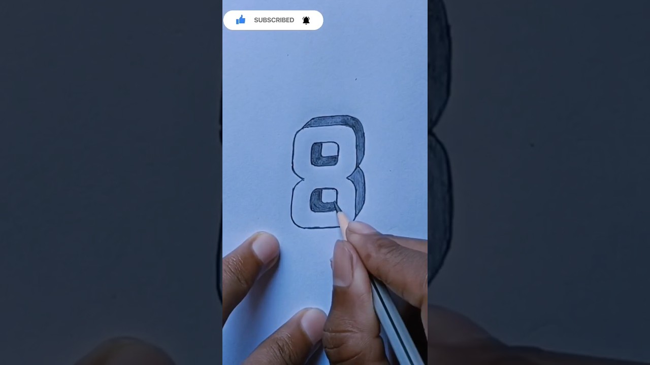 3D Number 8 Drawing step by step (very easy) #art #viral #shorts