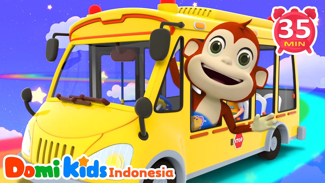 Wheels on the Bus 🚌 Roda di Bis | Lagu Anak Lucu Versi Dwibahasa | Domi Kids Pesta Hewan