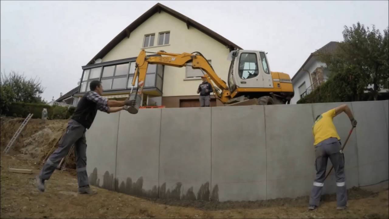 Pose d'un mur de soutènement  Timelapse