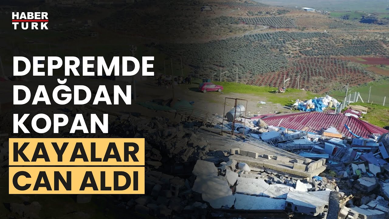İslahiye’de deprem sırasında dağdan kopan kayalar evleri yerle bir etti