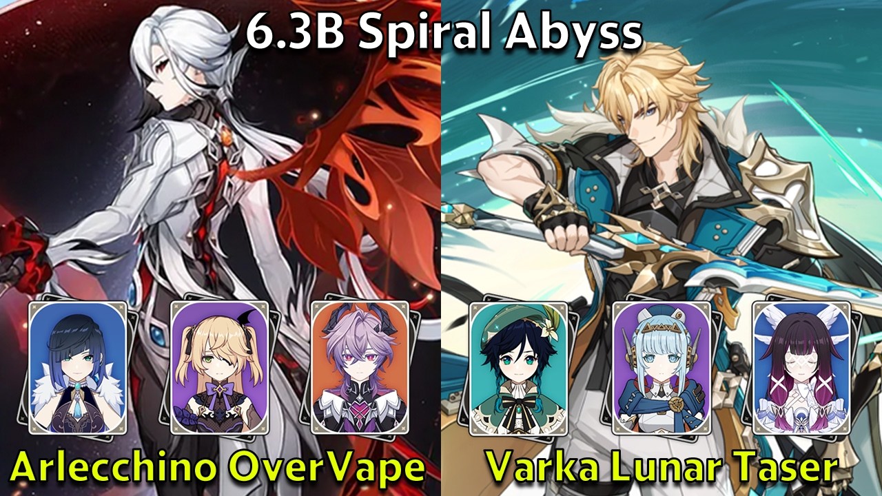 C2 Arlecchino OverVape & C0 Varka Lunar Taser - Genshin Impact 6.3-6.4 Spiral Abyss Full Clear