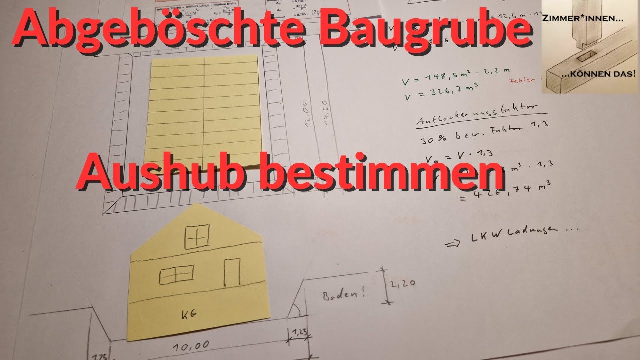 Aushub einer abgeböschten Baugrube berechnen