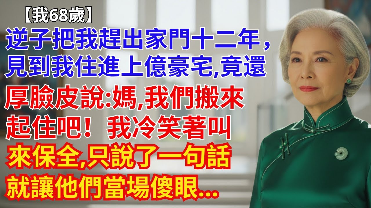 【我68歲】逆子把我趕出家門十二年，見到我住進上億豪宅，竟還厚臉皮說：「媽，我們搬來一起住吧！」我冷笑著叫來保全，只說了一句話，就讓他們當場傻眼…