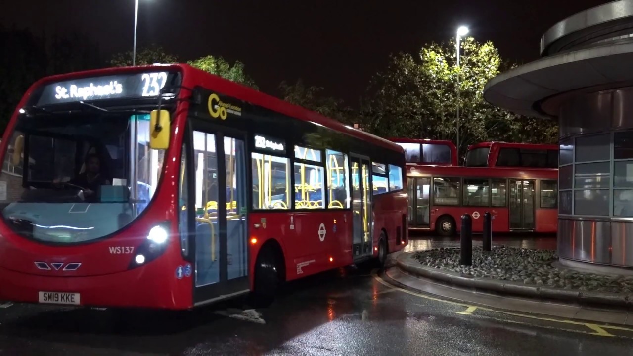 Buses after dark at Turnpike Lane station 9th November 2019