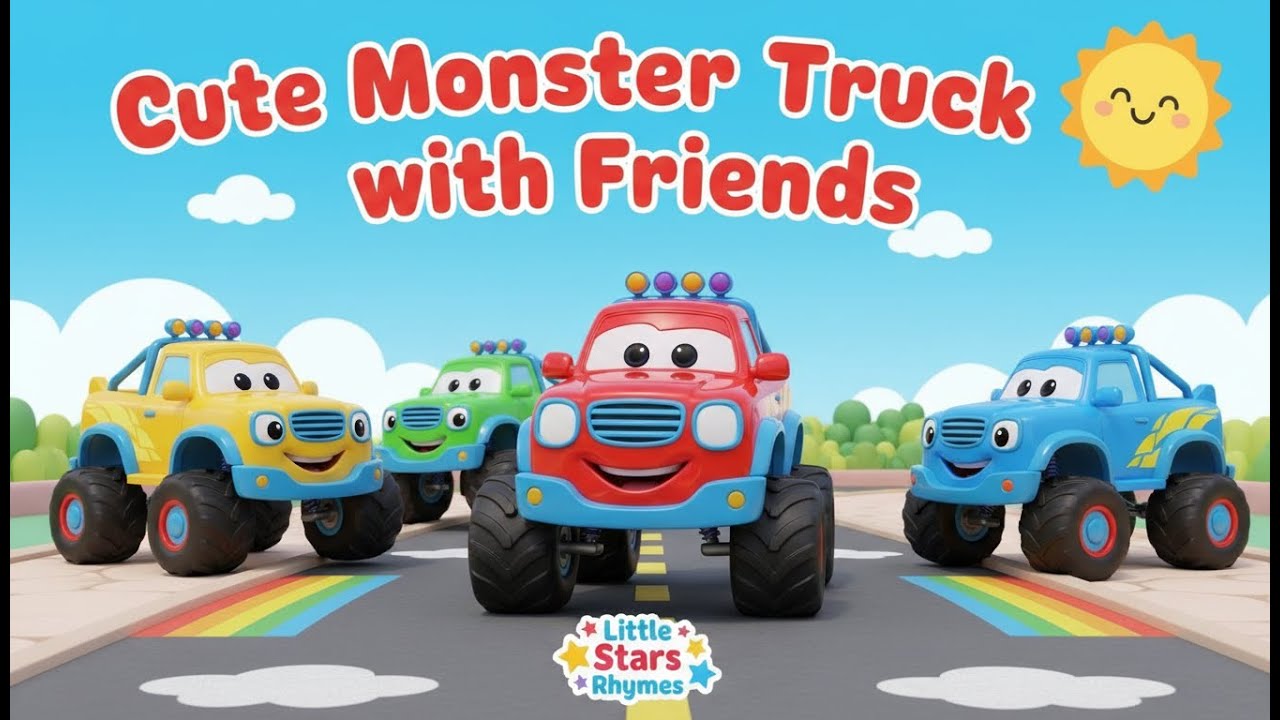 Cute Monster Truck with Friends! | @LittleStarRhymes375 & Kids Nursery Rhymes & Kids Fun