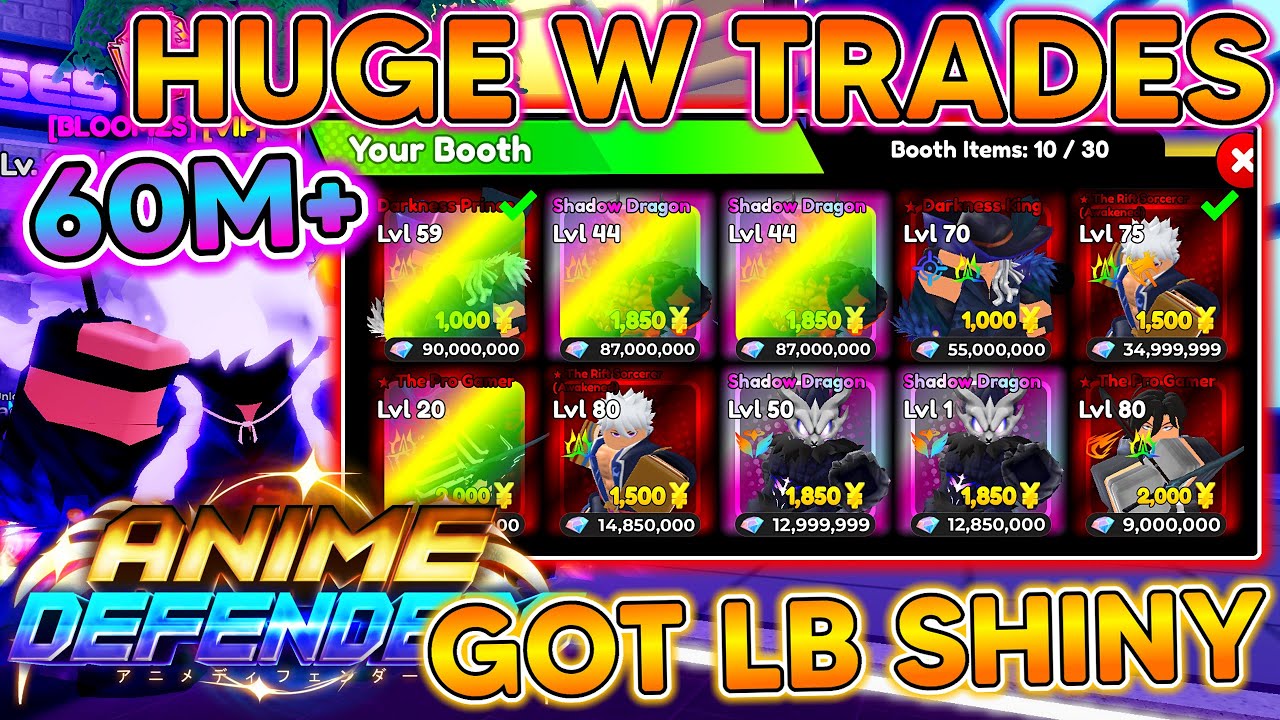 ANIME DEFENDERS! BIG W TRADES! EASY +60,000,000 PROFIT! GOT SHINY ALMIGHTY LB UNITS! Anime Defenders