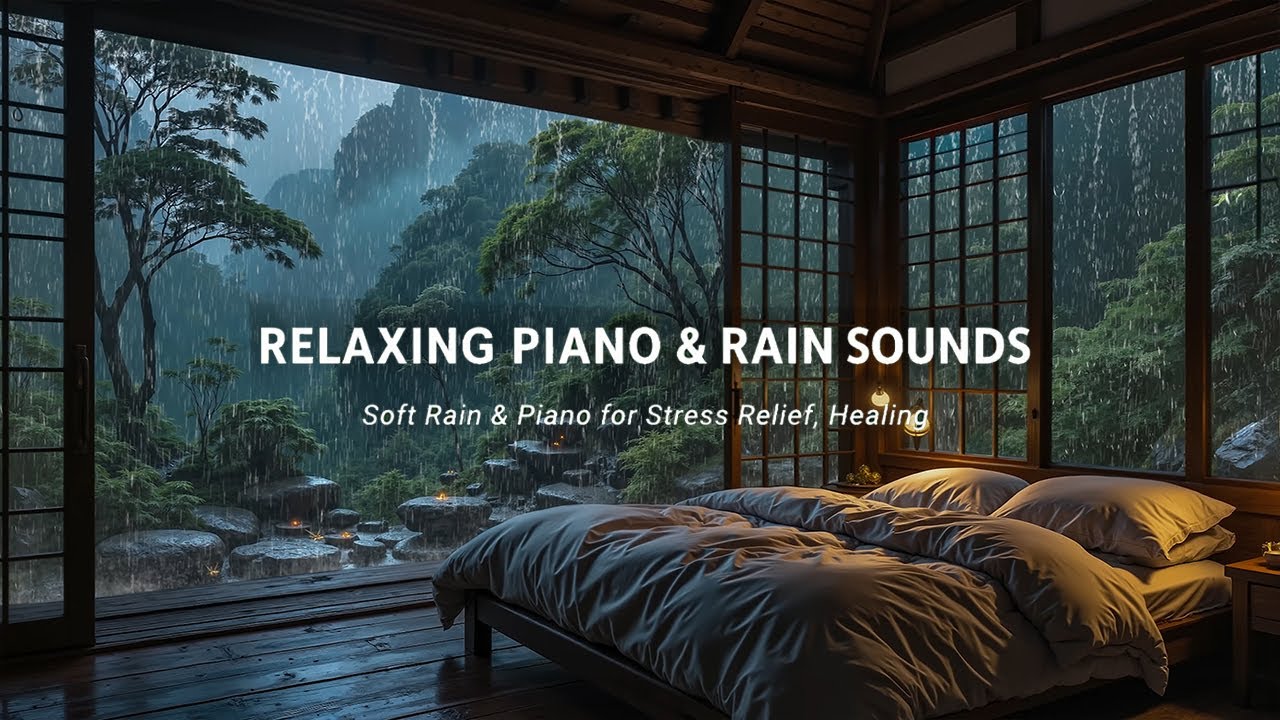 Relaxing Piano Sleep Music + Insomnia – Gentle Rain Sounds for Stress Relief & Deep Sleeping