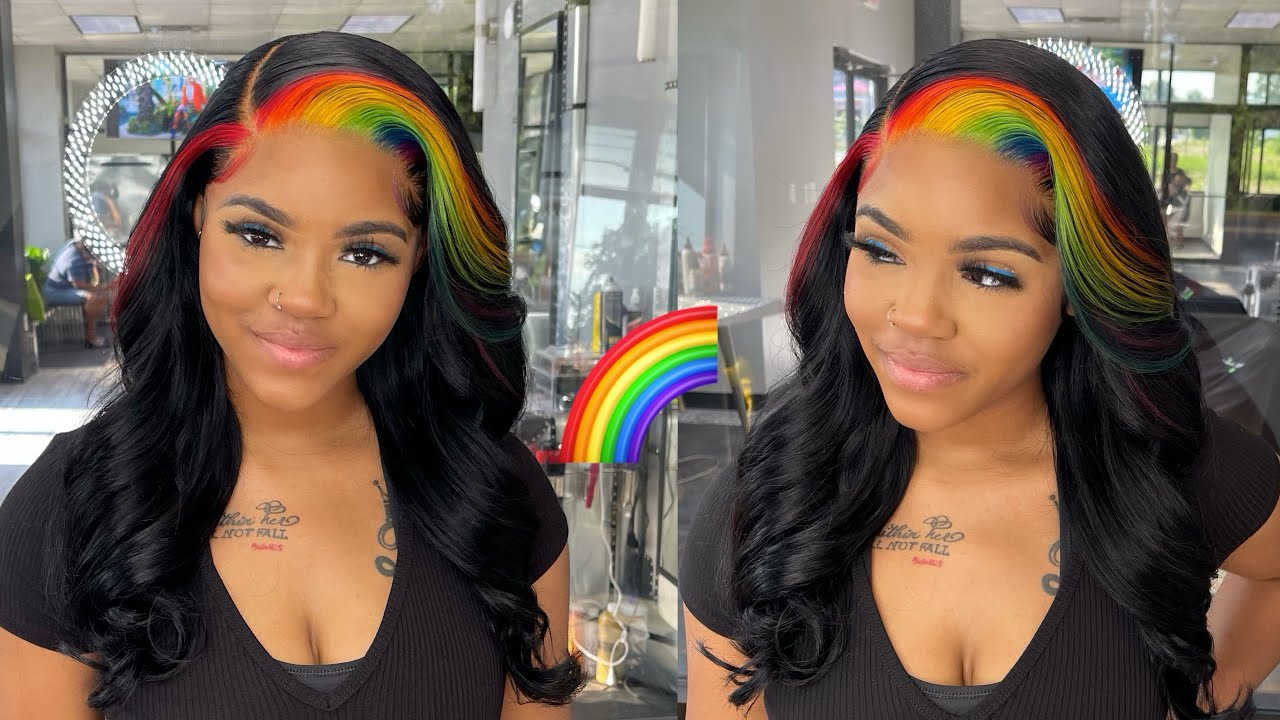Rainbow Patch Wig 🌈 | How To Neon Colors on Black Hair 💪🏾 | Nadula Hair
