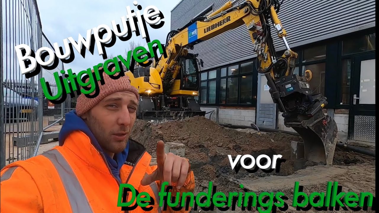 bouwput uitgraven voor de funderingsbalken #58