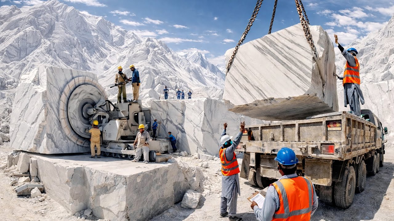 How Marble Tiles Are Made From Mountains | Complete Marble Factory Process