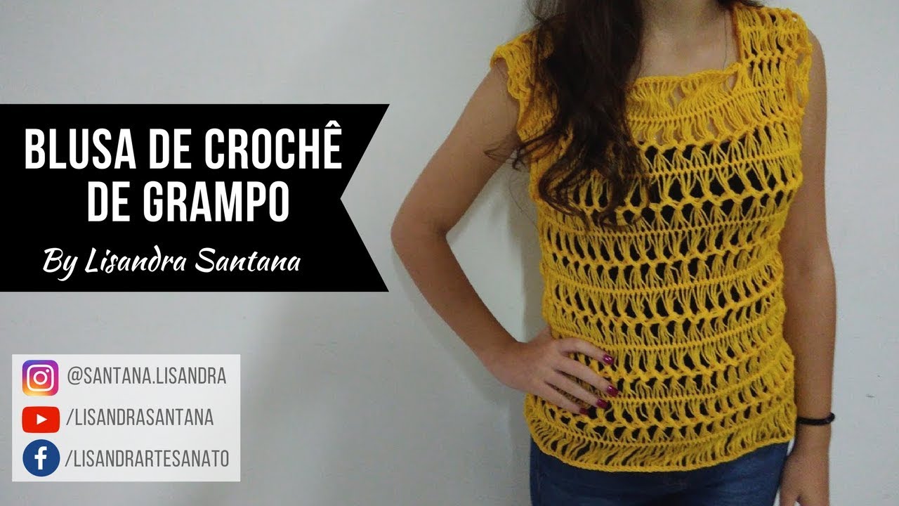 Blusa de crochê de grampo por Lisandra Santana
