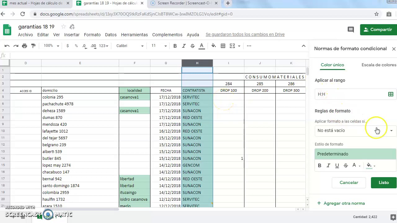 como resaltar valores duplicados en la hoja de calculo de google ?