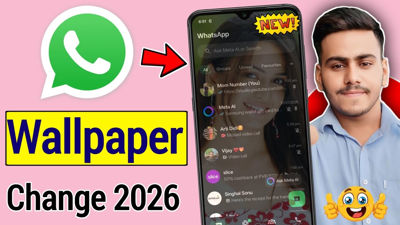 WhatsApp Home Screen Par Apna Photo Kaise Lagaye | WhatsApp Home Screen Wallpaper Change 2026 |