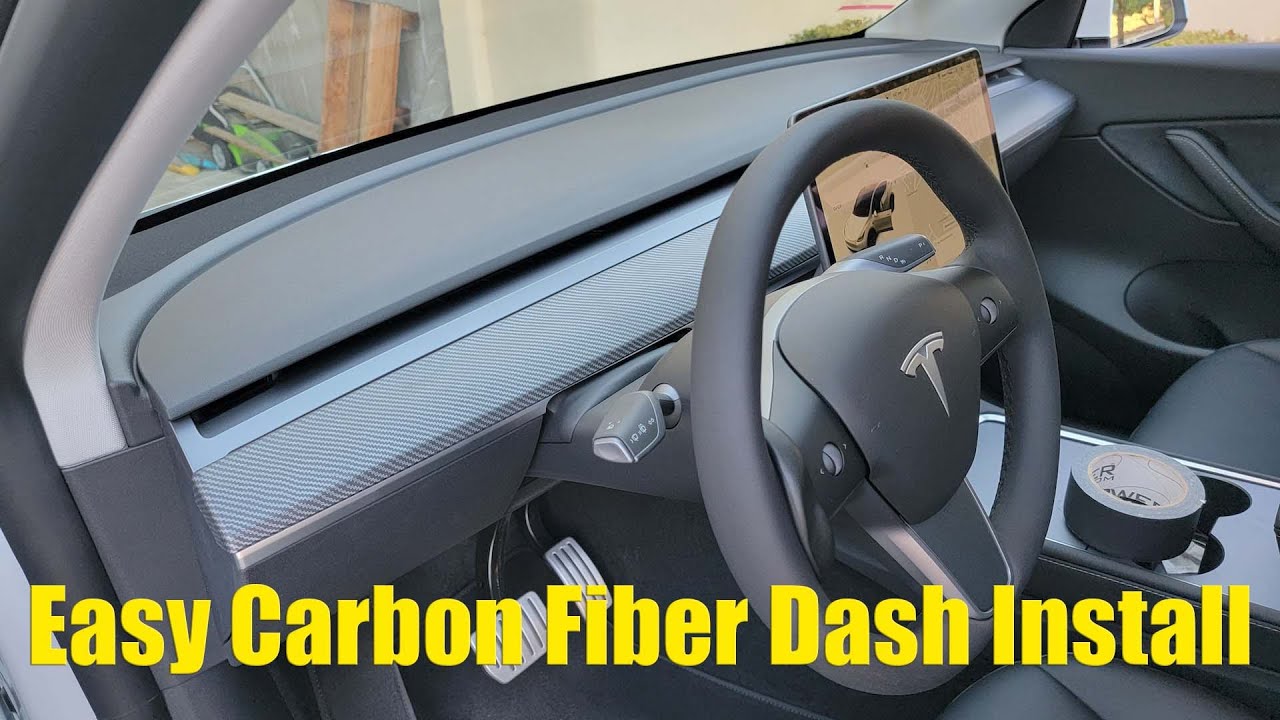 First Tesla Model Y Performance Mod - Carbon Fiber Dash Cover