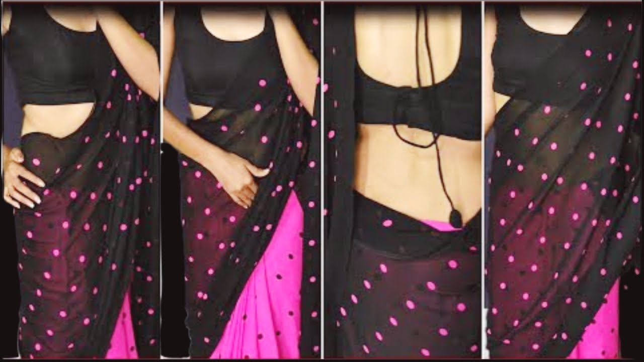 How to Wear Extra Low Waist Saree On Pink & Black Mix|Beautic Studio