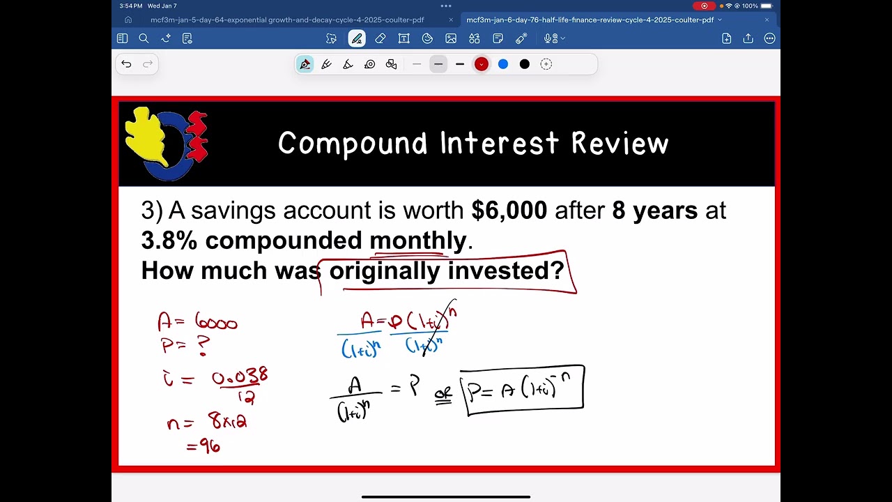 MCF3M - Compound Interest - Cycle 4: Video 66