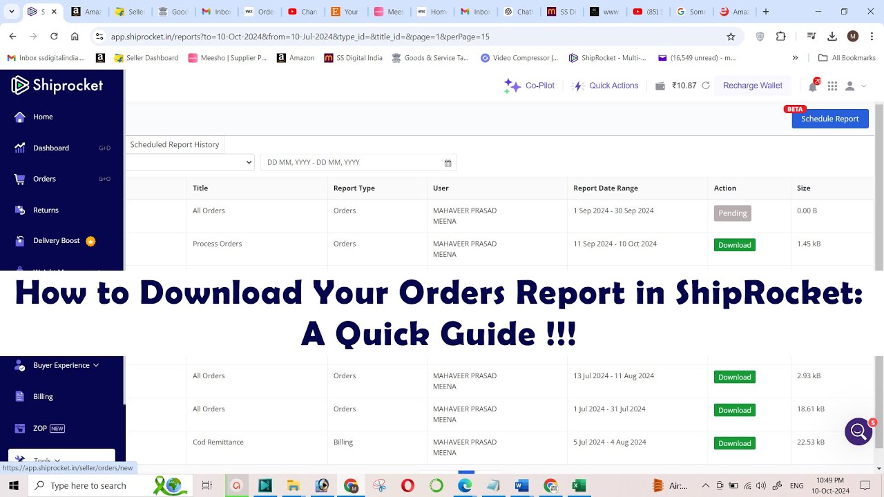 How to Download Your Orders Report in ShipRocket:  A Quick Guide !!!