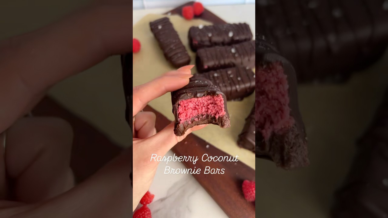 No bake raspberry coconut brownie bars!