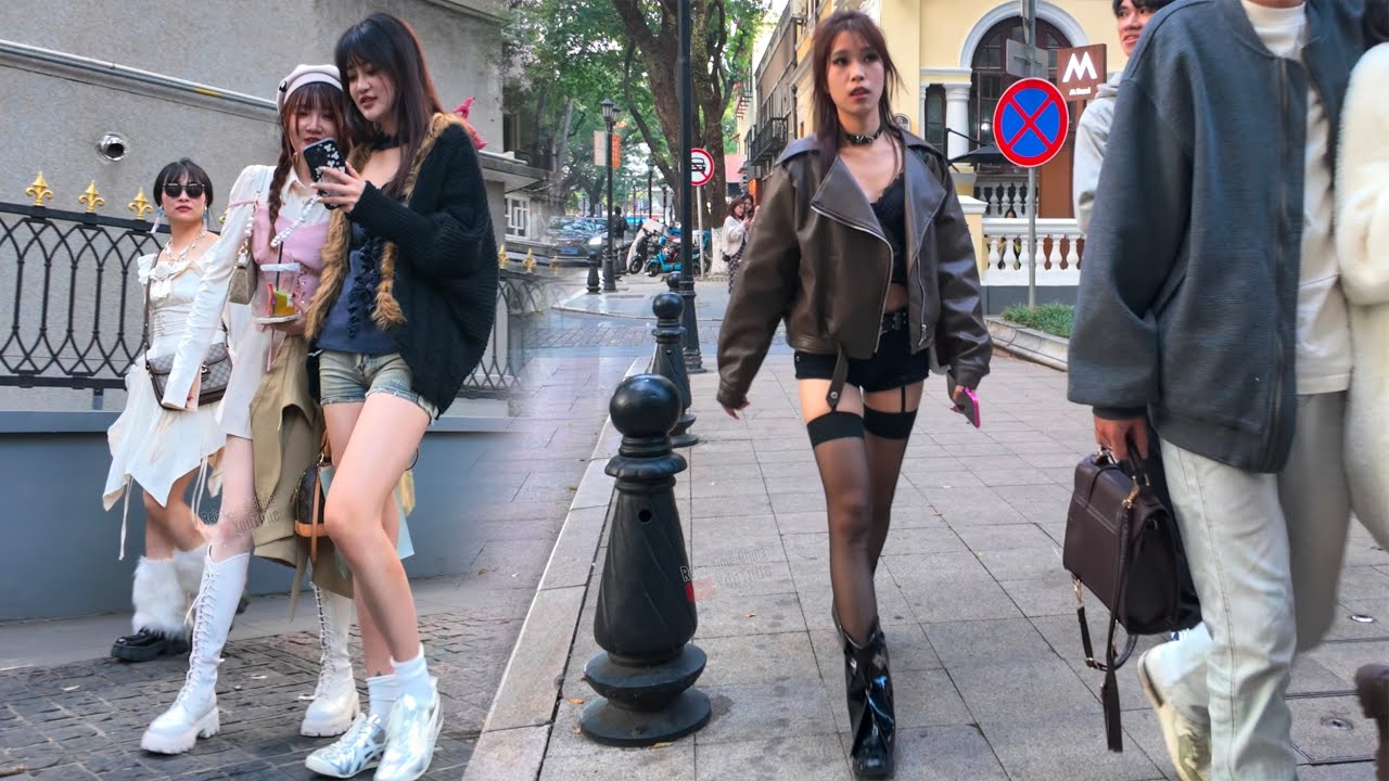 4K街拍廣州沙面島，時尚的廣州年輕人。Guangzhou Shamian Island, fashionable young people in Guangzhou.
