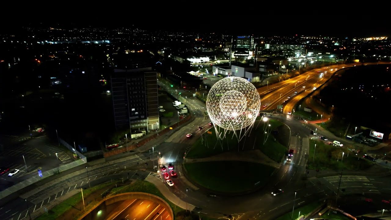 Belfast City Centre. Drive and Drone 4k. Soundtrack. Sky full of stars by Coldplay and Avicii remix