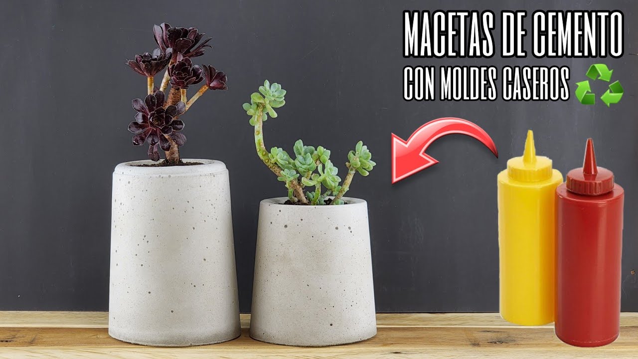 como hacer MACETAS de CEMENTO con moldes caseros, muy fácil !