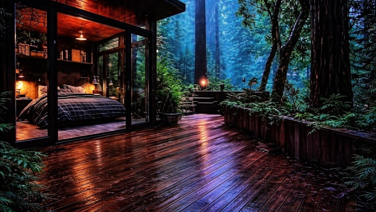 The special sound of rain - the sound of heavy rain falling in the forest 