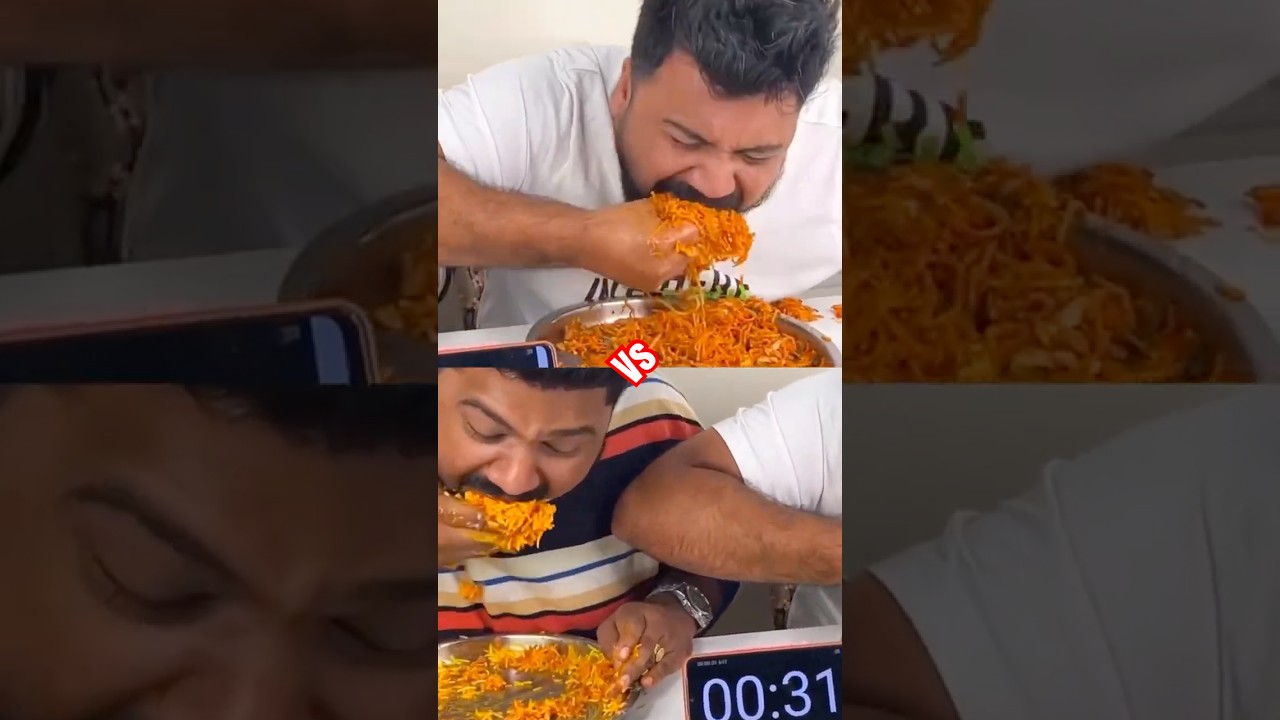 #eating 20X CHICKEN BIRYANI Vs SCHEZWAN NOOLDES CHALLENGE 😱🔥 #shorts #mukbang #challenge