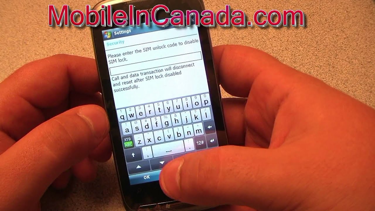 How to enter unlock code on Telus HTC Touch Pro 2 Worldwide