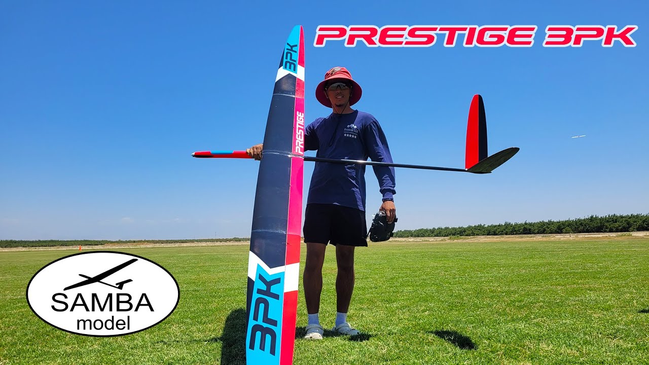 Samba Model Prestige 3PK flights. F5J competition RC sailplane.