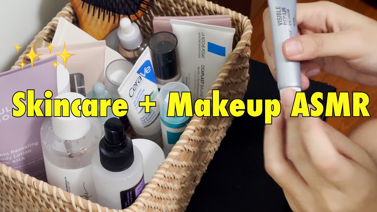 Skincare + Makeup Soft ASMR | Clean Brushes 🎧🧴💄