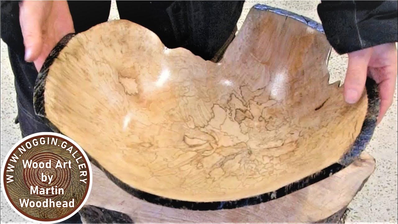 Woodturning - Big beautiful bowl,  large end grain natural edge sycamore bowl