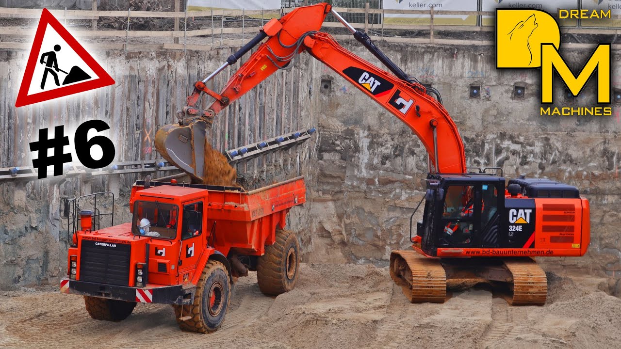 CATERPILLAR D25D DUMPER CATERPILLAR 323 BAGGER CAT 324E BAUSTELLE BRAUCKMANN & DAMM DREAM MACHINES
