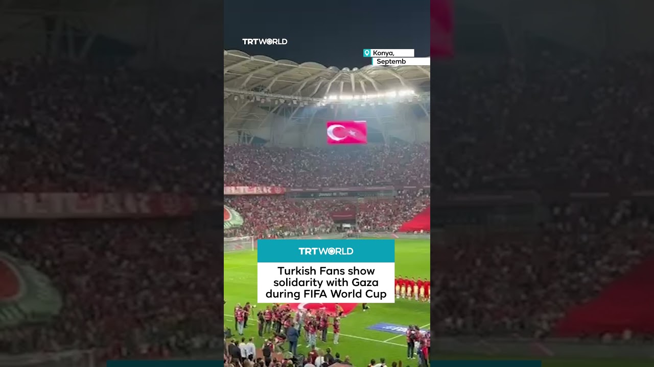 Turkish fans stage support for Gaza during FIFA World Cup match