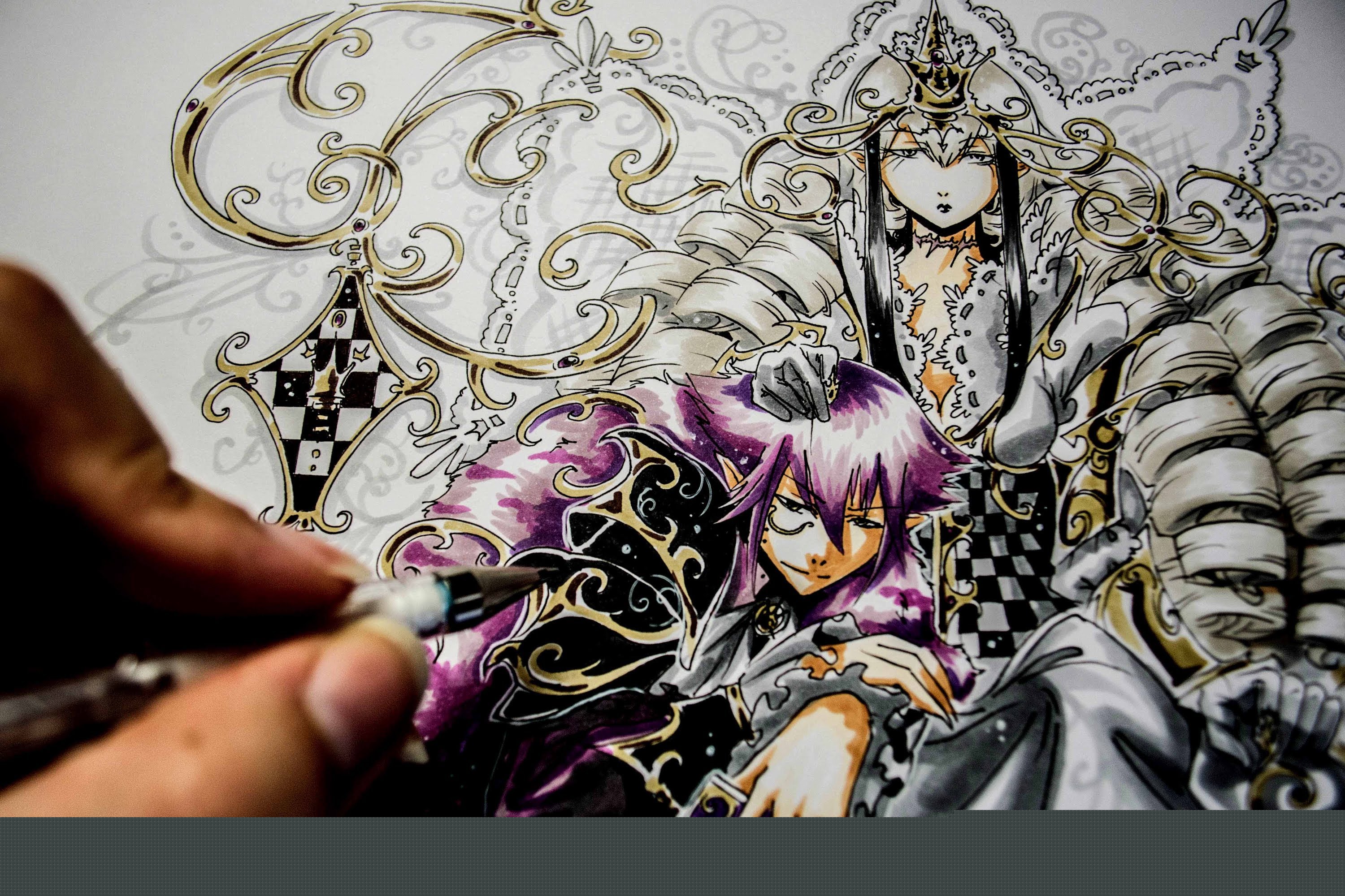 Drawing the White Queen and Cheshire Cat with Copic Markers