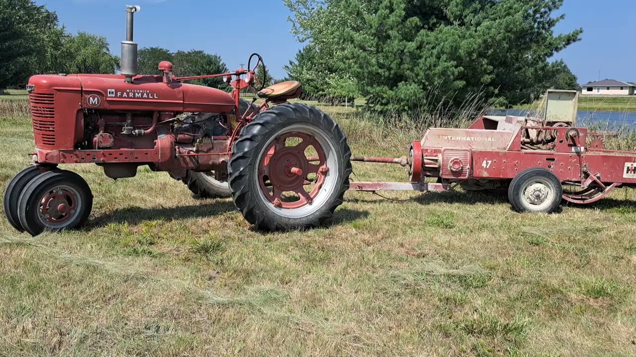 Farmall M Square Baling with IH 47 Baler