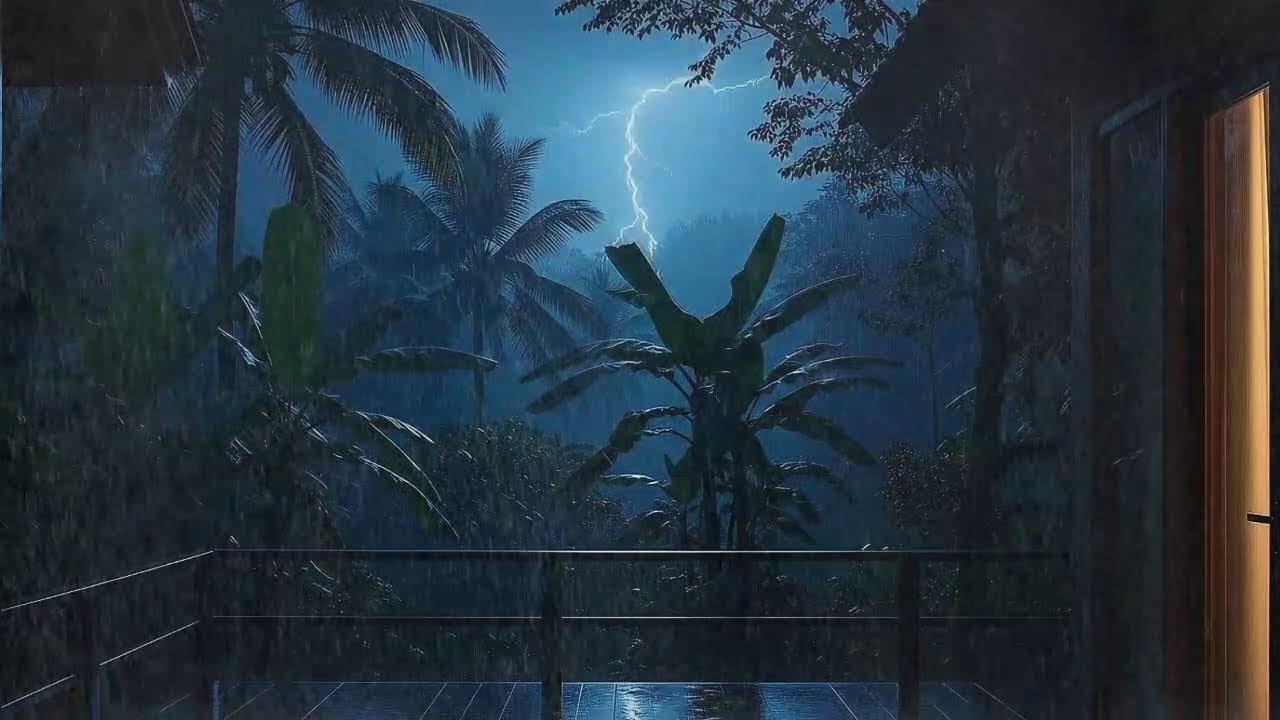 Sleep Faster with Gentle Rainfall and Low Storm at Wooden Cabin Terrace 🌧️
