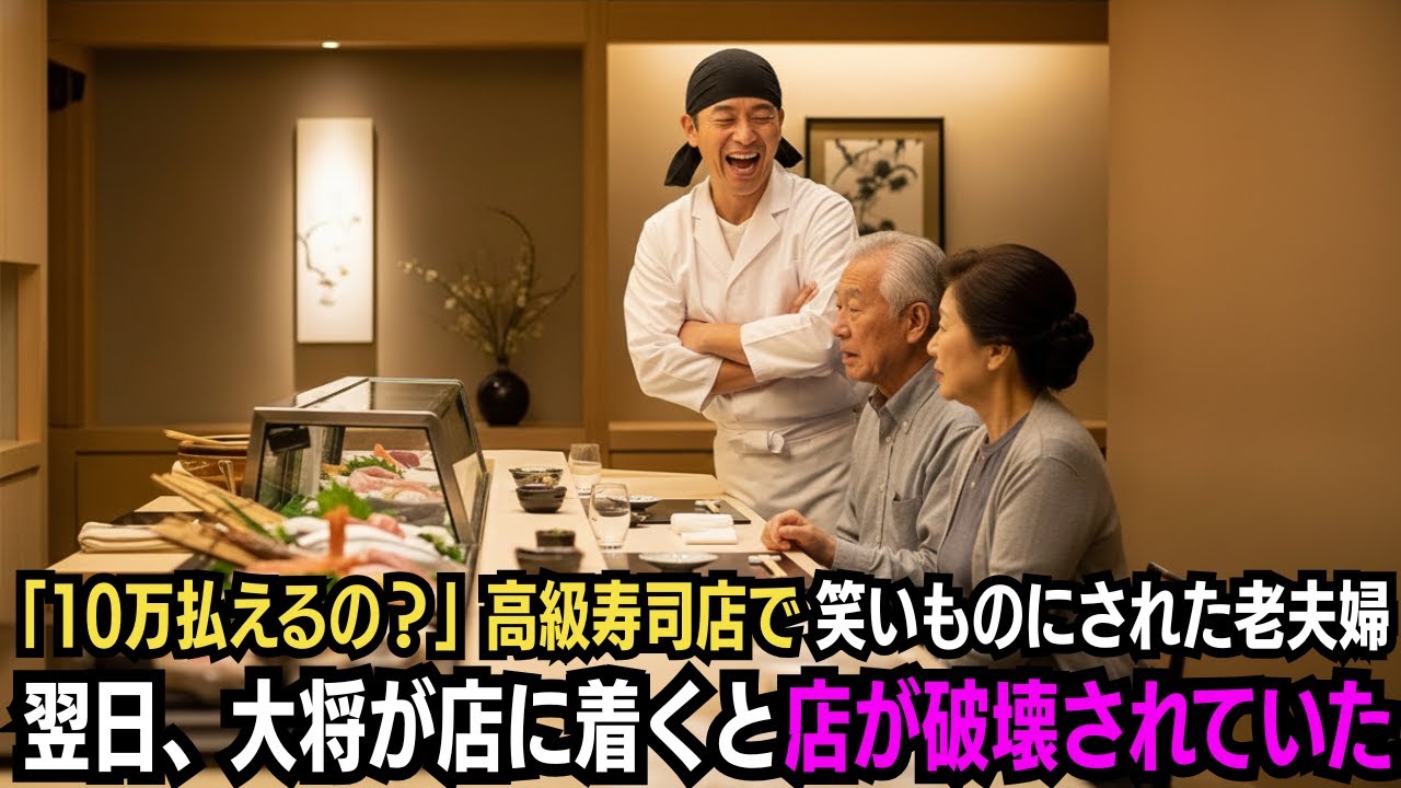 「10万円払えるんすか？」高級寿司店で笑いものにされた老夫婦→翌日、大将が店に着くと店が破壊されていた
