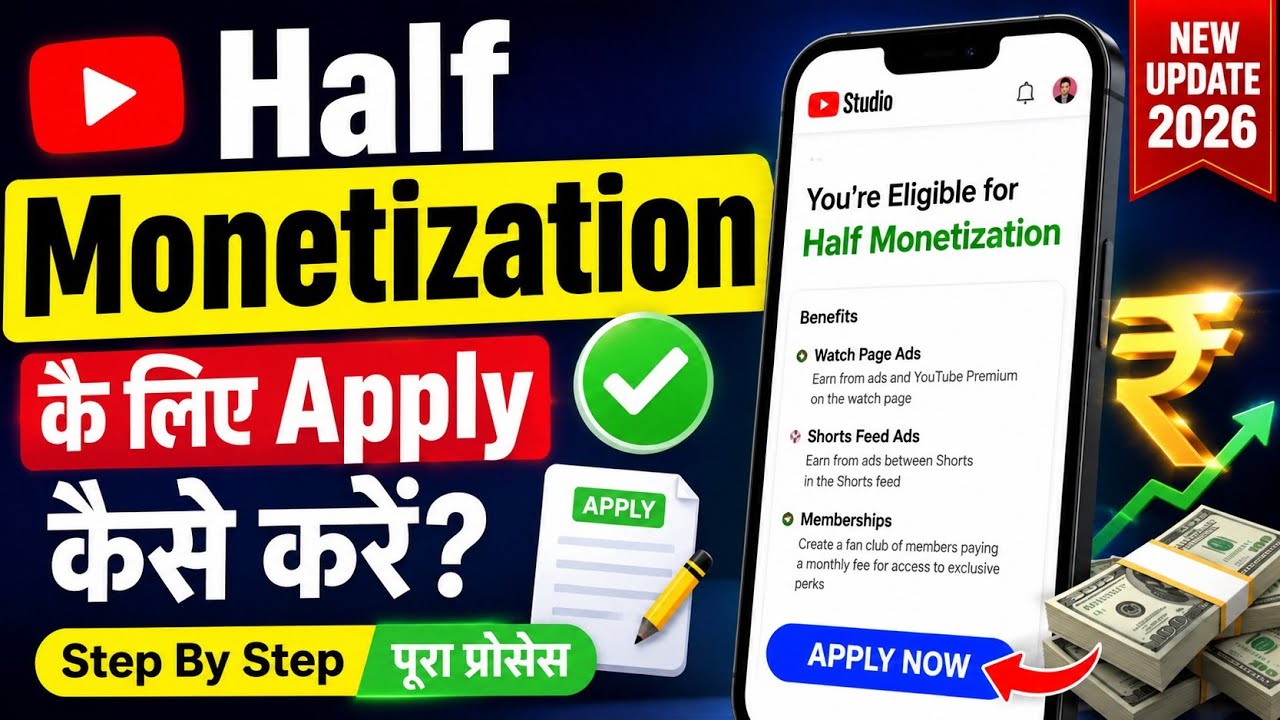 How to Apply Half Monetization on YouTube 2025 | Youtube channel ko half monetize kaise kare