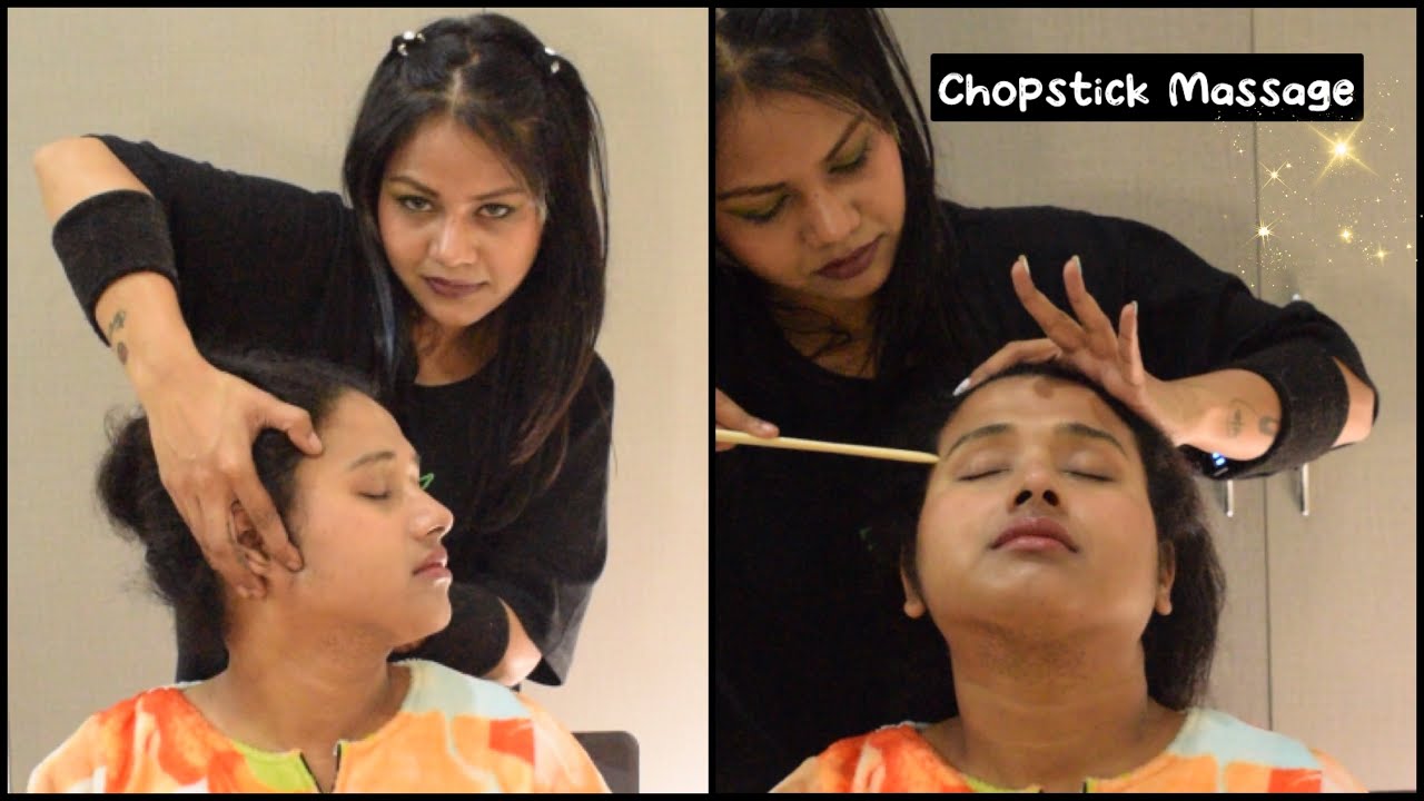 ASMR Chopstick Head Massage - Intense Tingles - Relaxing Sounds For Sleep | Indian  Lady Massage