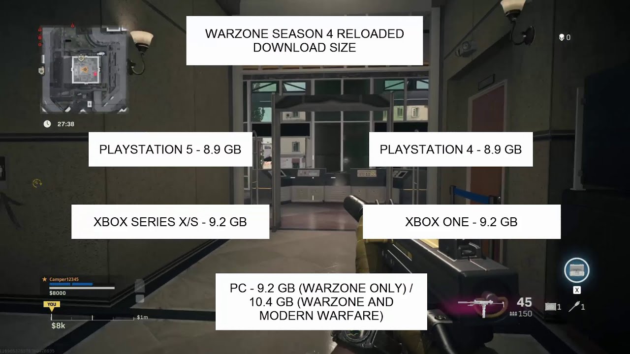 Warzone Season 4 Reloaded Update Size on all Platforms