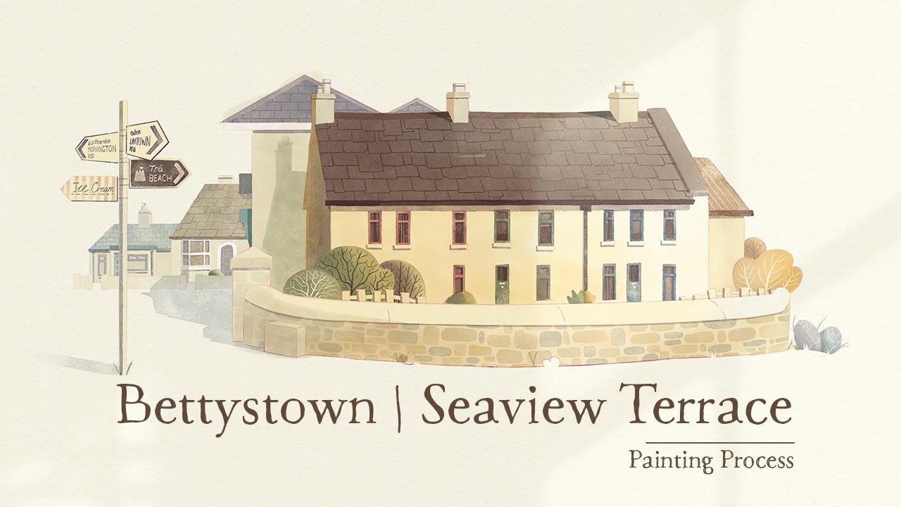 Seaview Terrace Cottages Bettystown Painting Process | Art Print