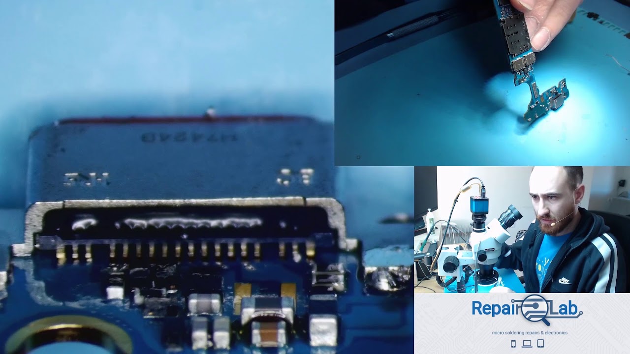 Soldering a type-C usb connector with almost no pads left on the motherboard | Samsung A5 2017