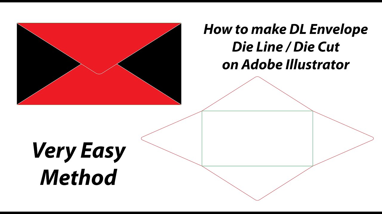 DL Envelope Die Line / Die cut Design with 3D Mockup on Adobe Illustrator