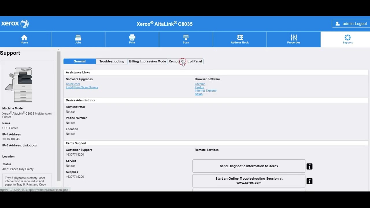 Xerox Altalink - Remote Control Panel