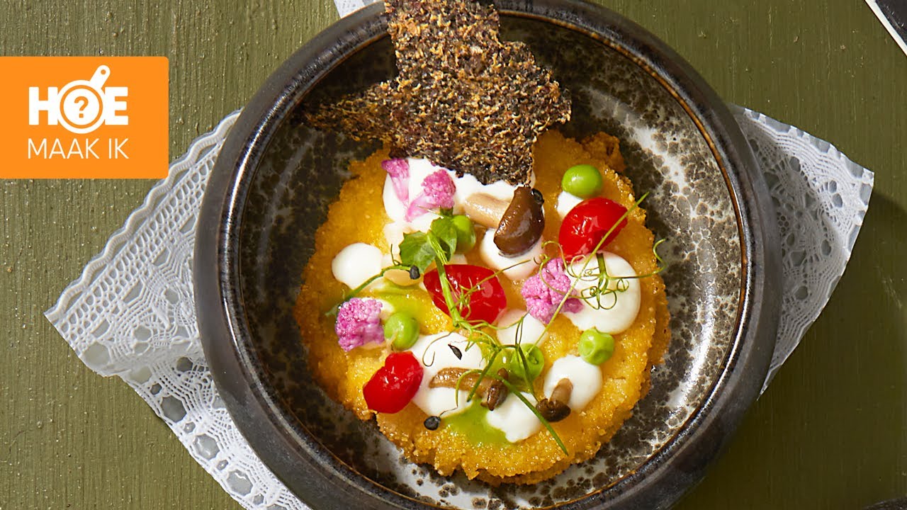 Polenta & Burrata met een vlinder van black quinoa | Hoe Maak Ik | FoodXperience.com
