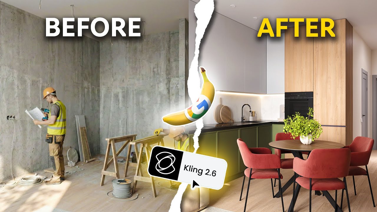 АНИМИРУЕМ СТРОЙКУ ИНТЕРЬРА В KLING AI и NANO BANANA PRO
