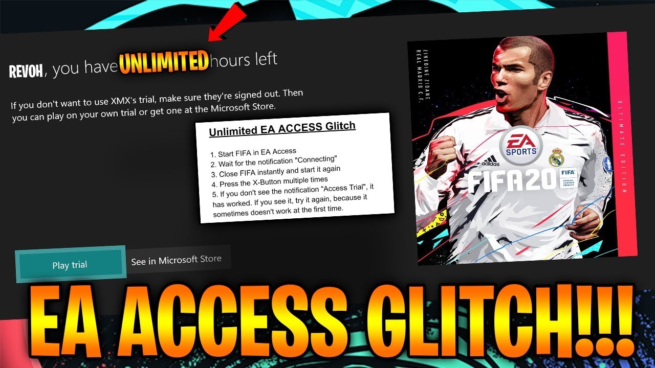 HOW TO DO THE EA ACCESS GLITCH FOR FIFA 20!!! 100% WORKING (CONFIRMED) UNLIMITED HOURS ON FIFA 20!!!